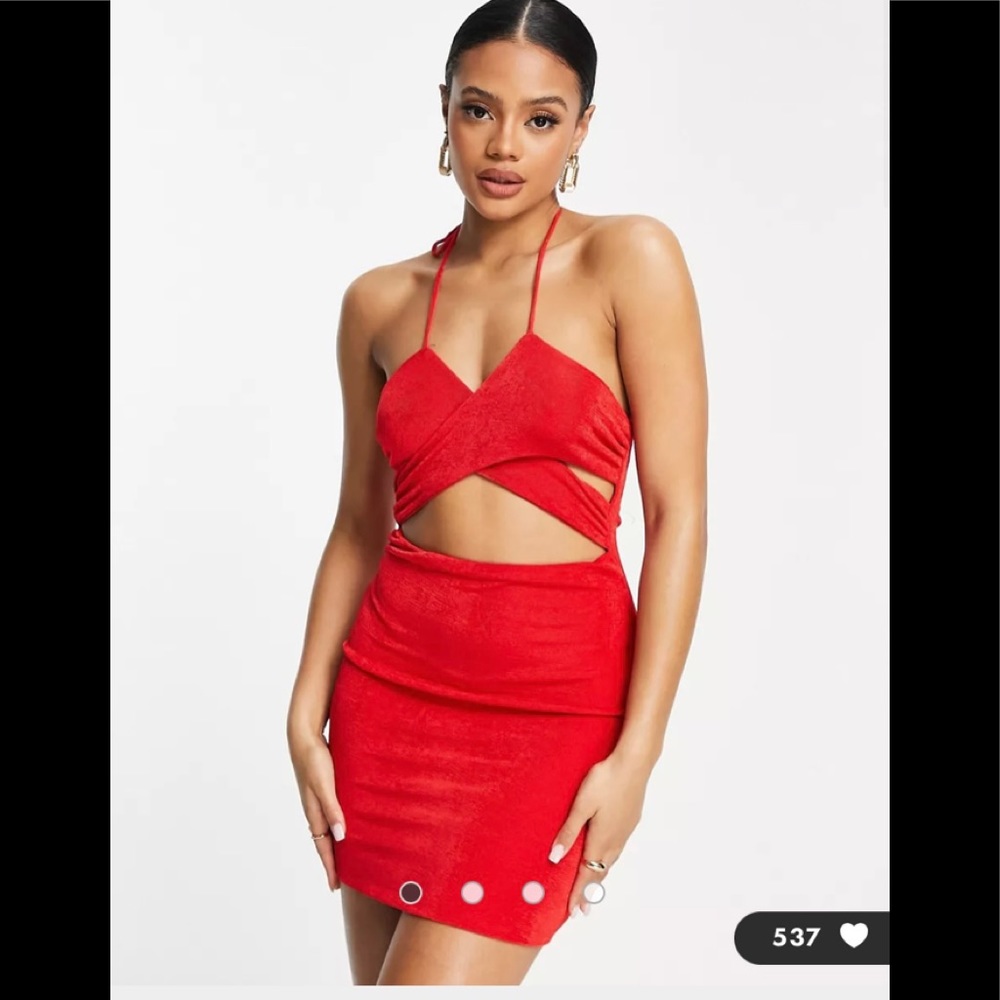 Parallel Lines Cut Out Cross Front Mini Dress In … - image 1